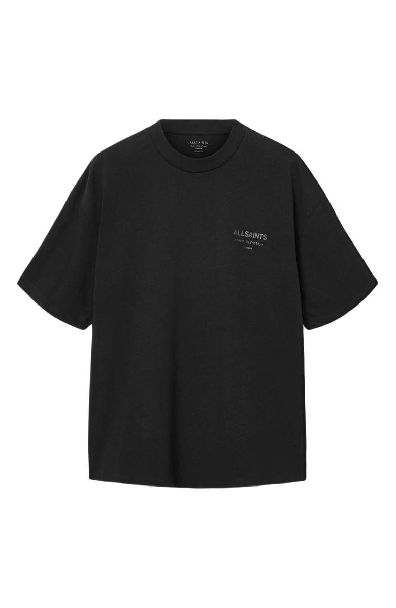 AllSaints Underground Oversize Graphic T-Shirt, Alternate, color, Jet Black/ Dark Leopard