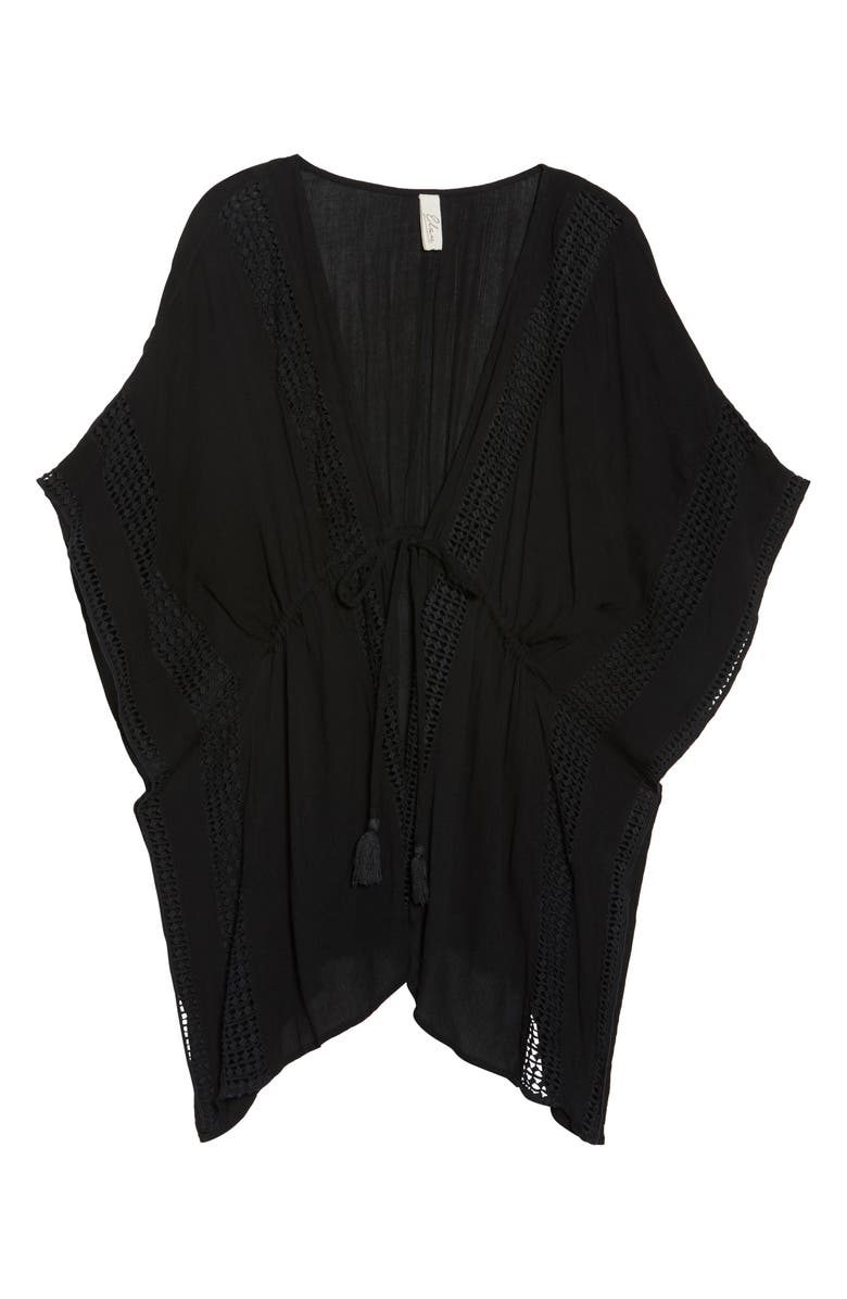 Elan Crochet Cover-Up Tunic, Alternate, color, Black