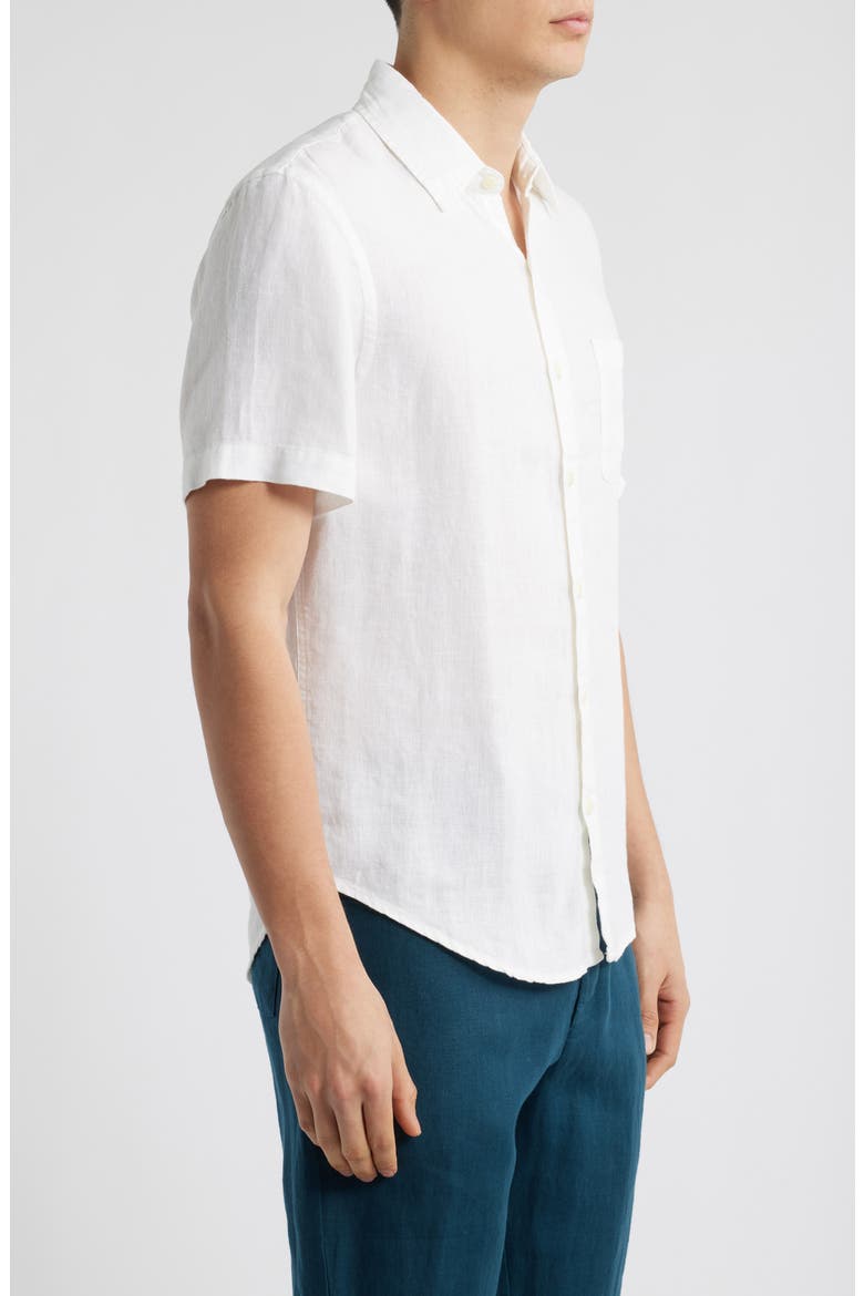 Ola Linen Short Sleeve Button-Up Shirt, Alternate, color, SNOW