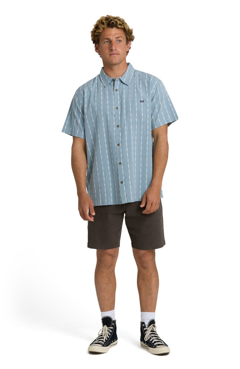 Billabong Sundays Stripe Jacquard Short Sleeve Cotton Button-Up Shirt, Alternate, color, Blue Fog