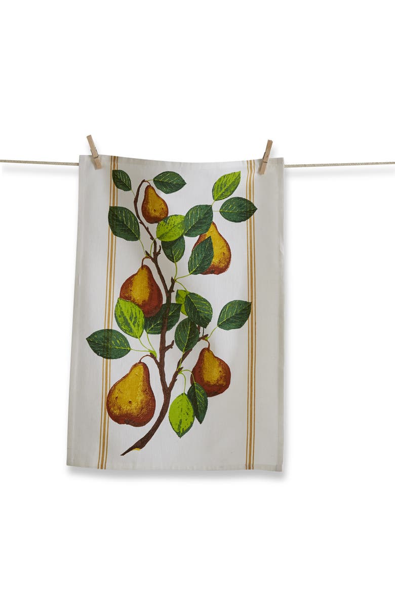 tag Orchard Pear Vine Print Cotton Kitchen Dishtowel White, Main, color, Multicolored