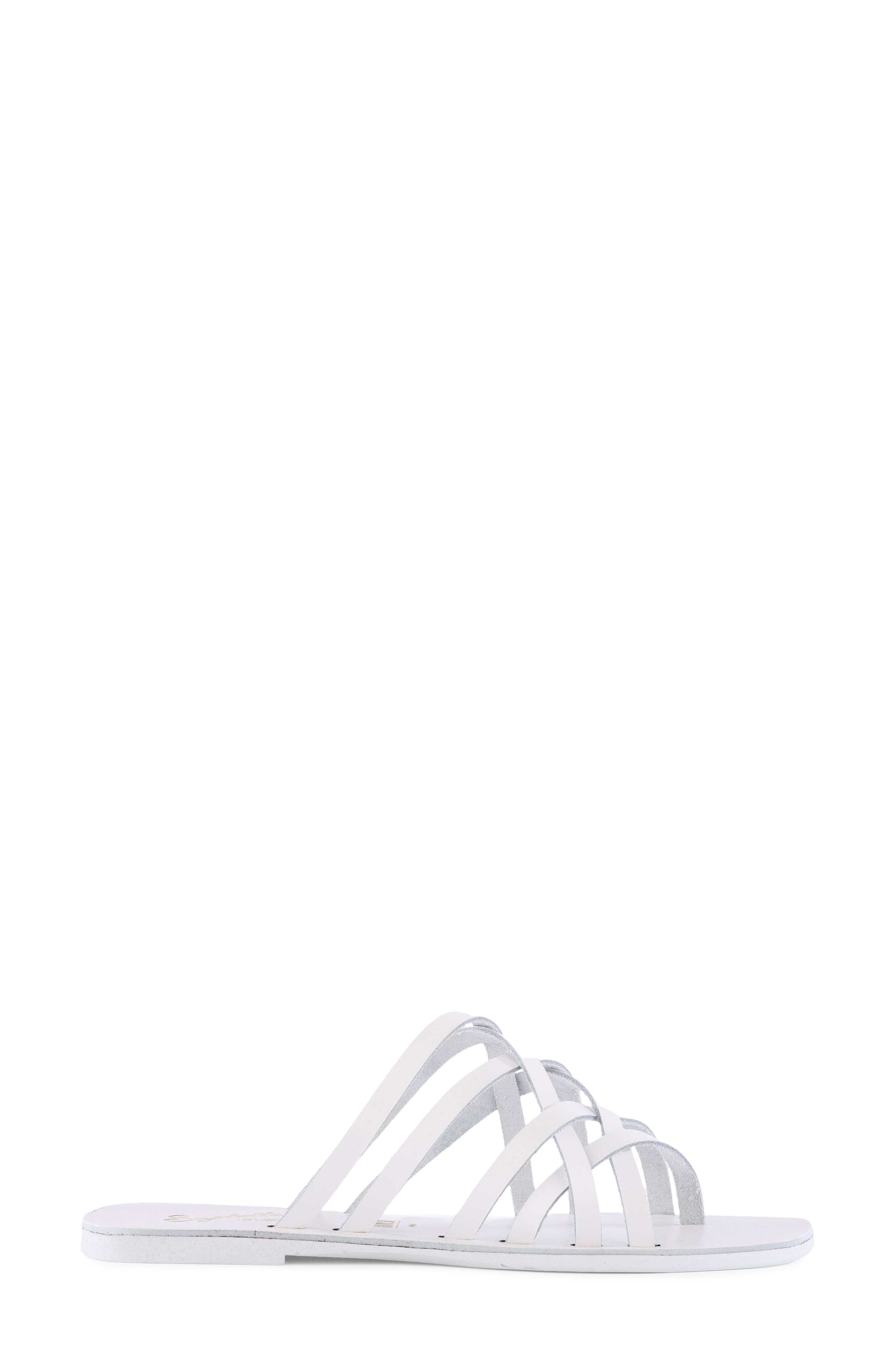 Nice Try Slide Sandal, Alternate, color, WHITE LEATHER