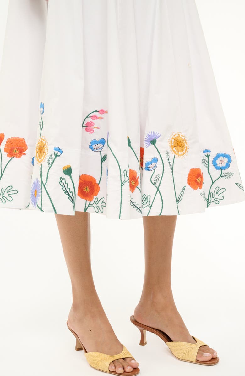 STAUD Wells Embroidered Sleeveless Midi Dress, Alternate, color, Seed Shop