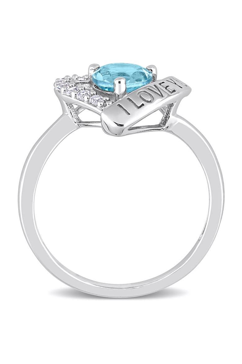 Blue & White Topaz I LOVE YOU Heart Ring, Alternate, color, Blue Topaz