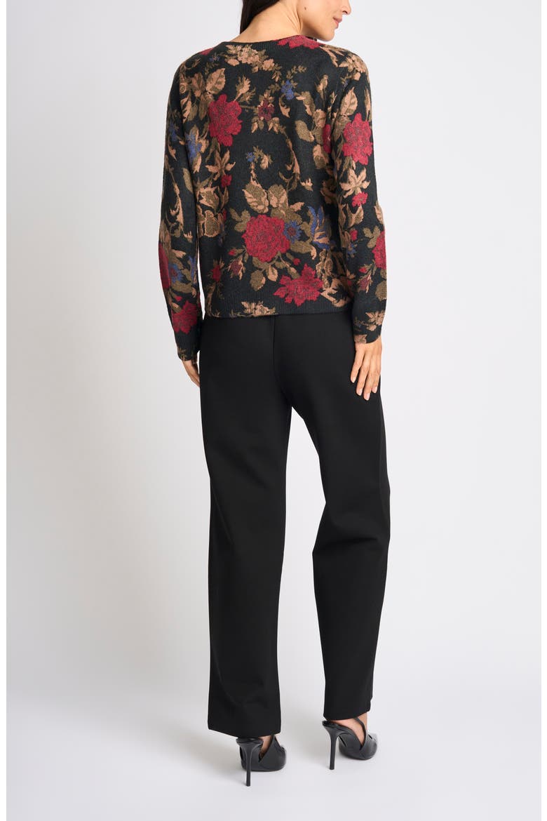 Floral Crewneck Sweater, Alternate, color, RICH BLACK
