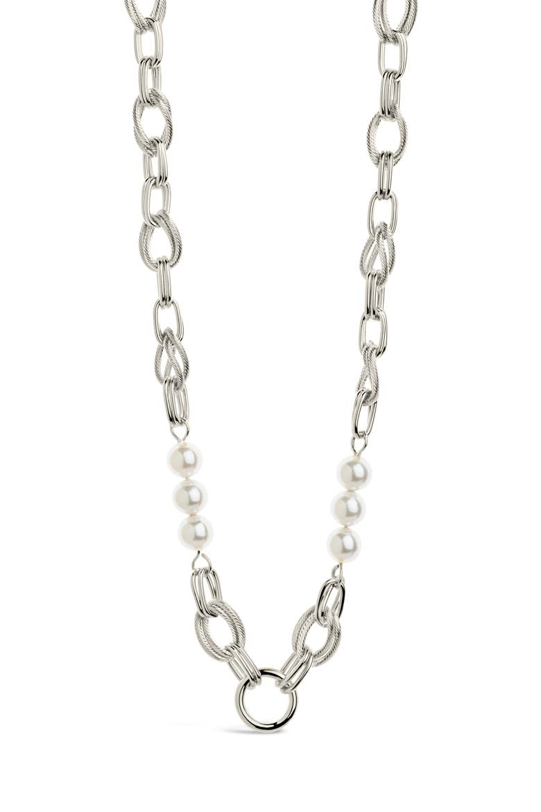 Ivanna Faux Pearl Chain Necklace, Alternate, color, SILVER