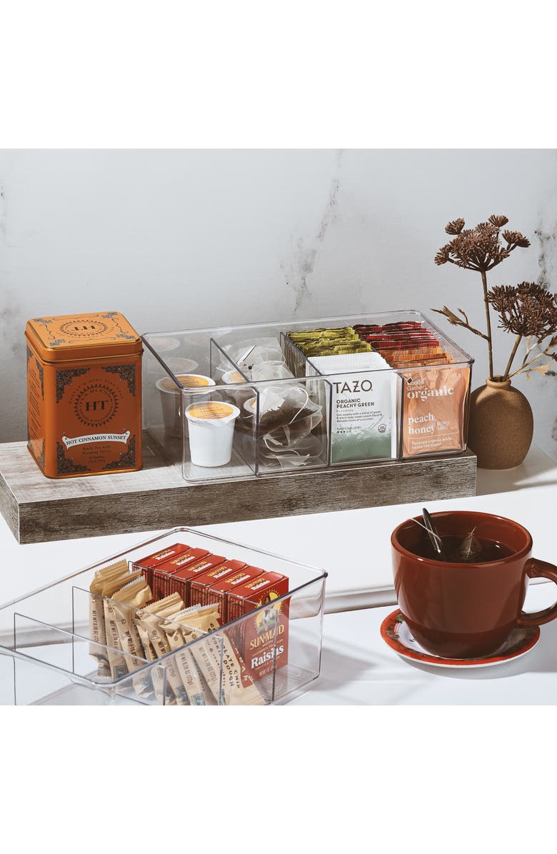 SORBUS 4-Pack Clear Divider Storage Bins, Alternate, color,