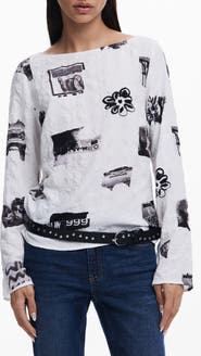 Desigual Textured Graphic Top