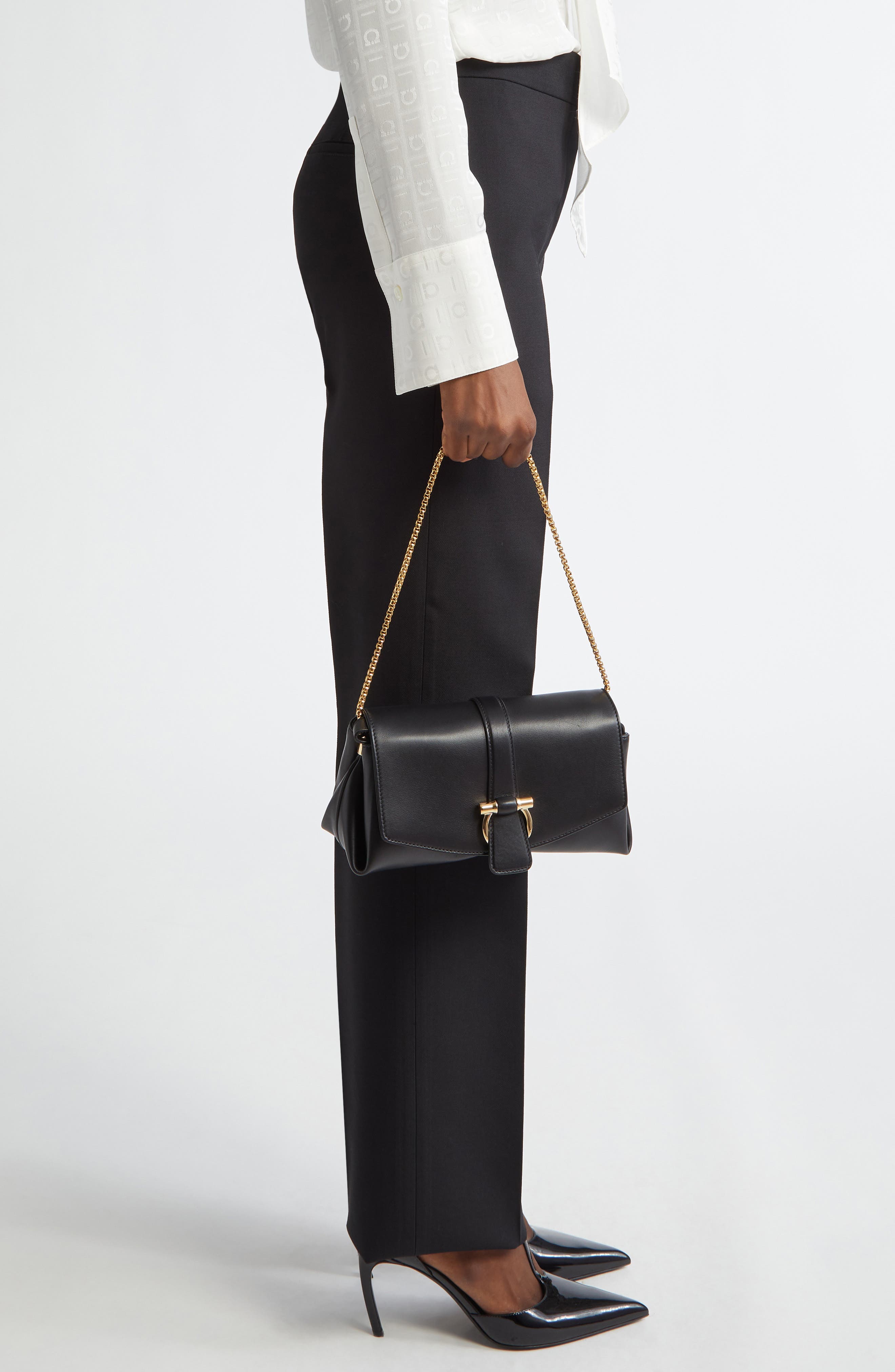 FERRAGAMO Small New Front Flap Crossbody Bag, Alternate, color, Nero