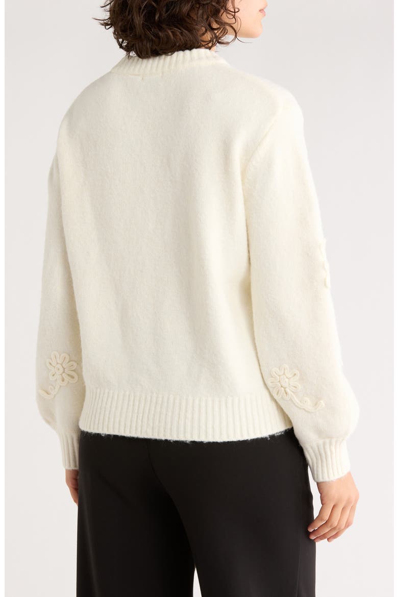 Floral Embroidered Crewneck Sweater, Alternate, color, IVORY