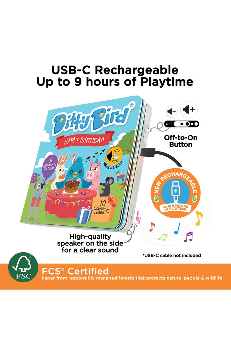 Ditty Bird Kids' Happy Birthday Interactive Musical Sound Book, Alternate, color, Blue