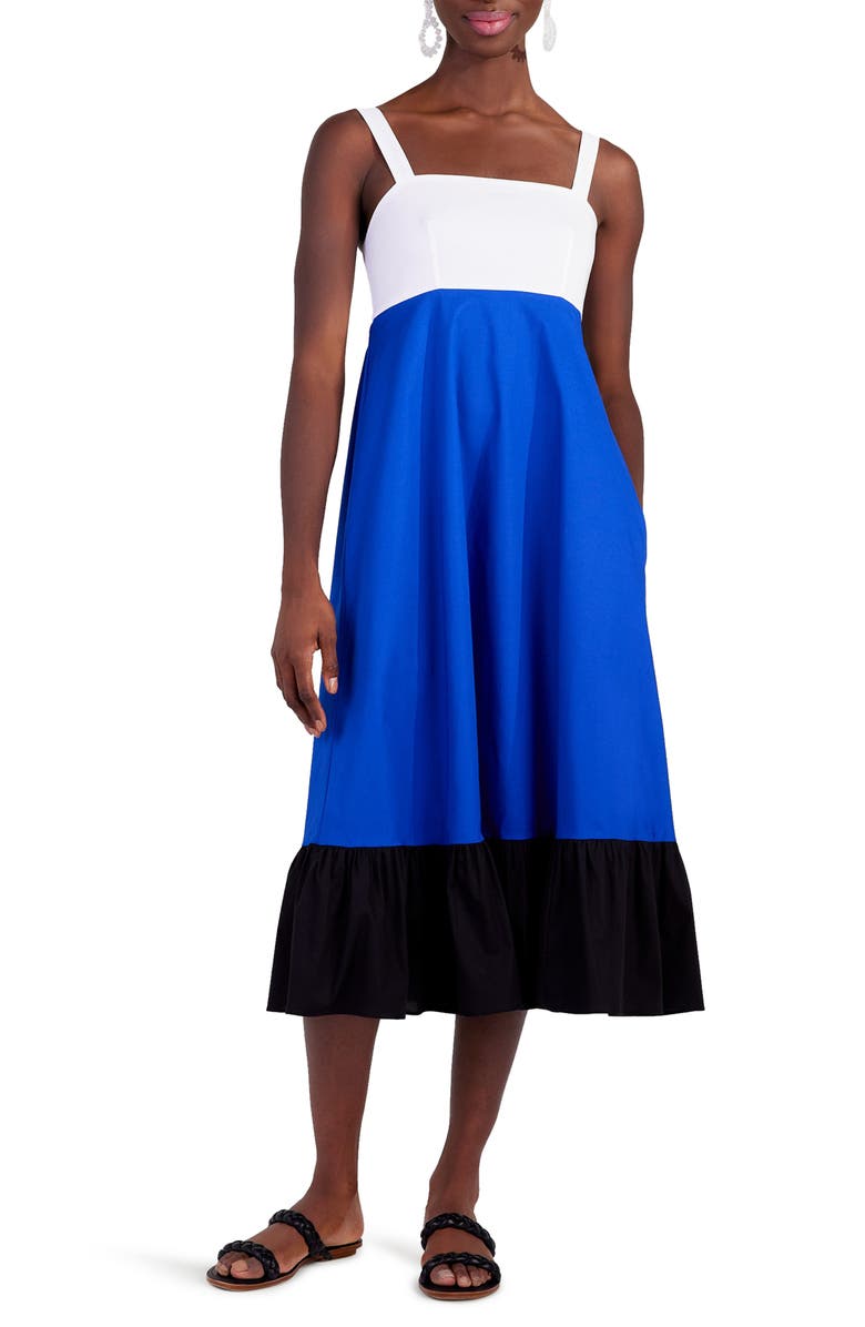 Kate Spade New York al fresco colorblock stretch cotton dress, Main, color, 