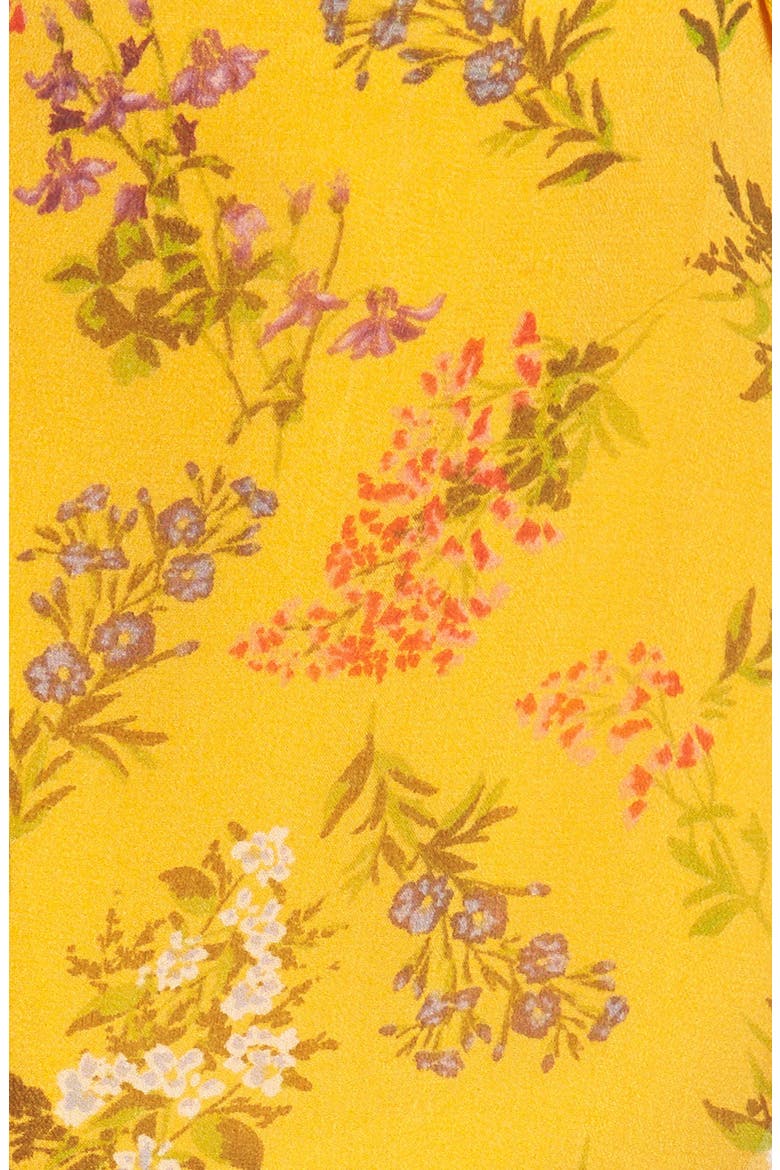 Poetic Garden Silk Dress, Alternate, color, MUSTARD