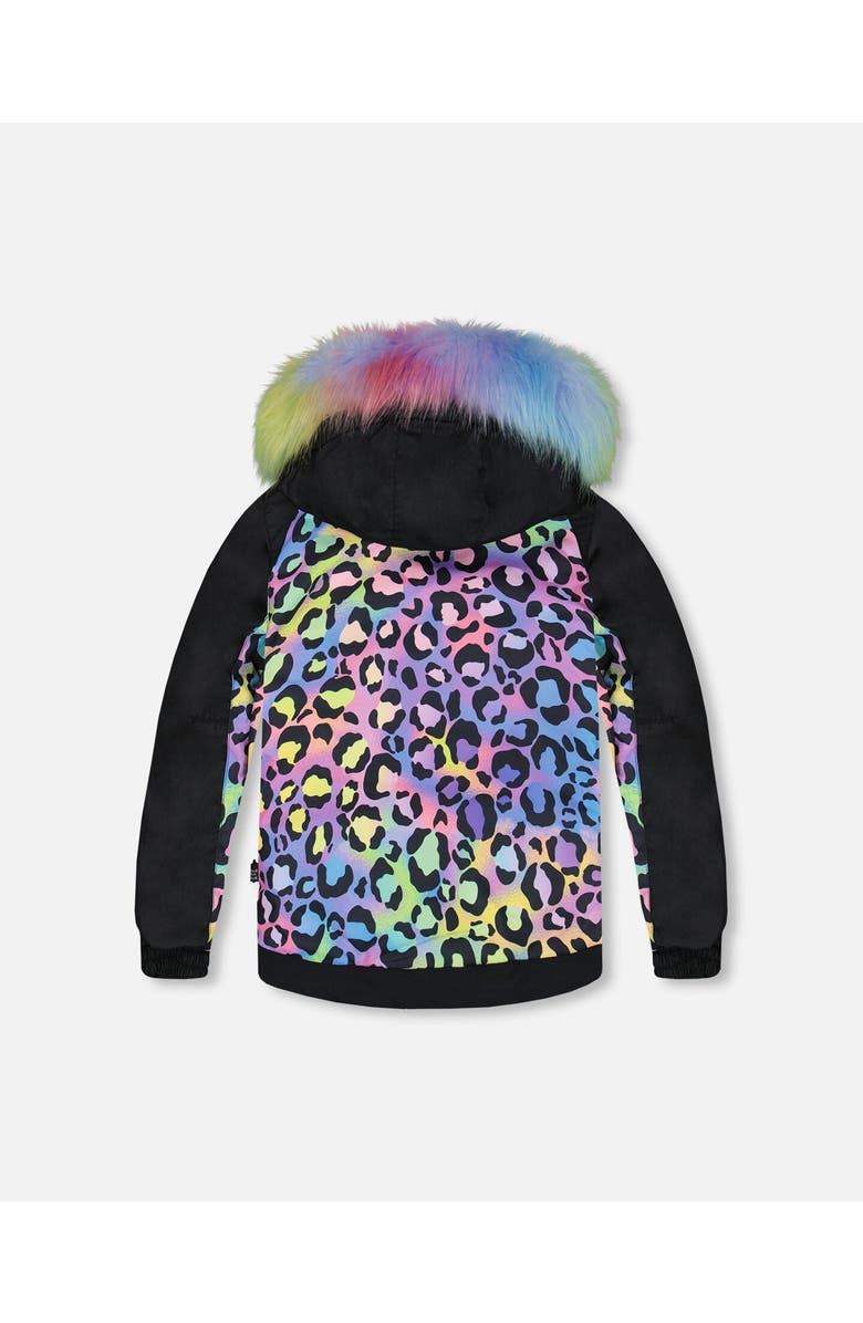 Deux par Deux Girl's Two Piece Snowsuit Printed Rainbow Leopard, Alternate, color,