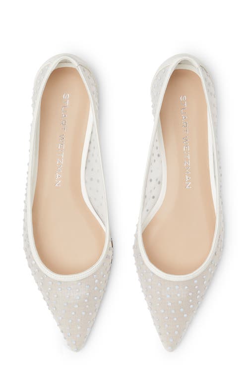 Stuart Weitzman Emilia Mesh Flat In White