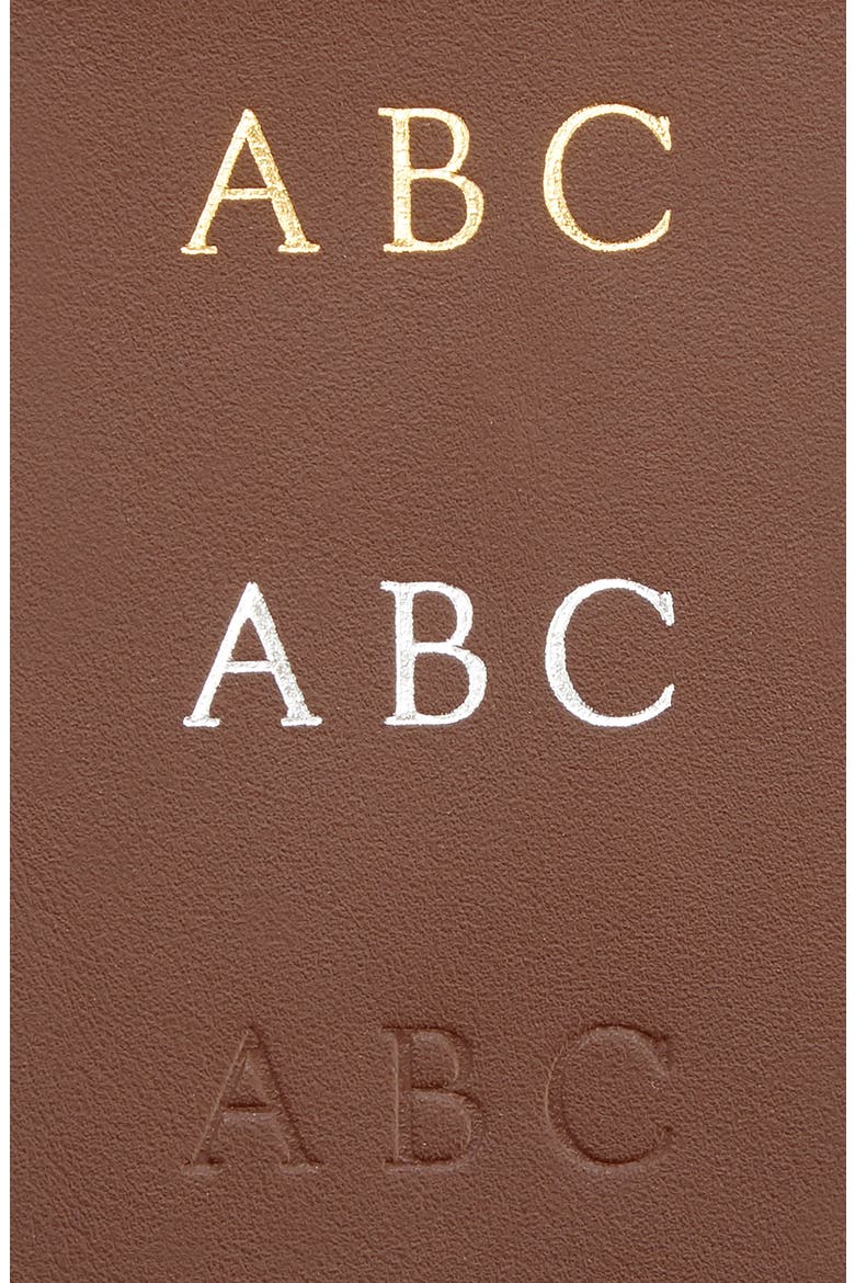 Personalized RFID Leather Card Case, Alternate, color, TAN- SILVER FOIL