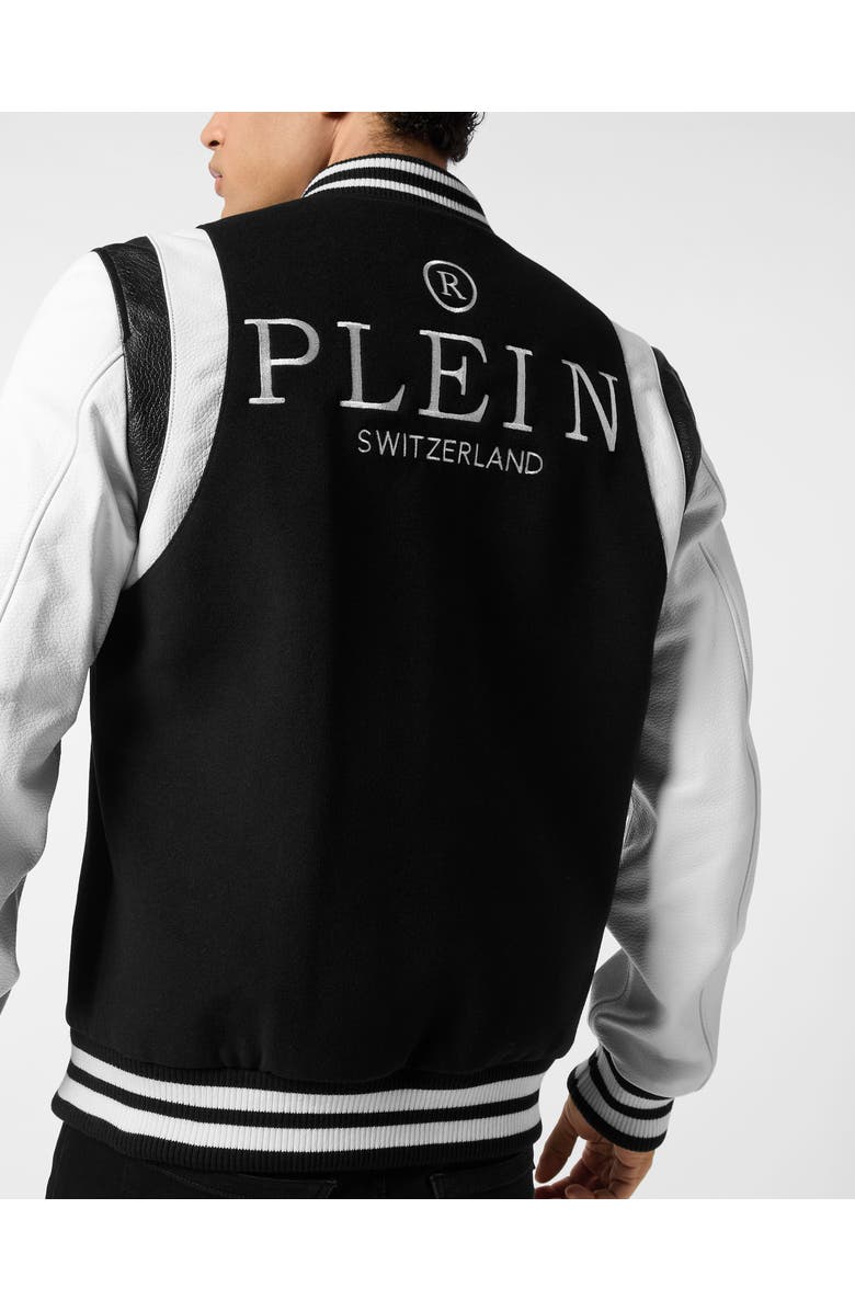 PHILIPP PLEIN College Bomber Jacket Patches Men, Alternate, color, Black