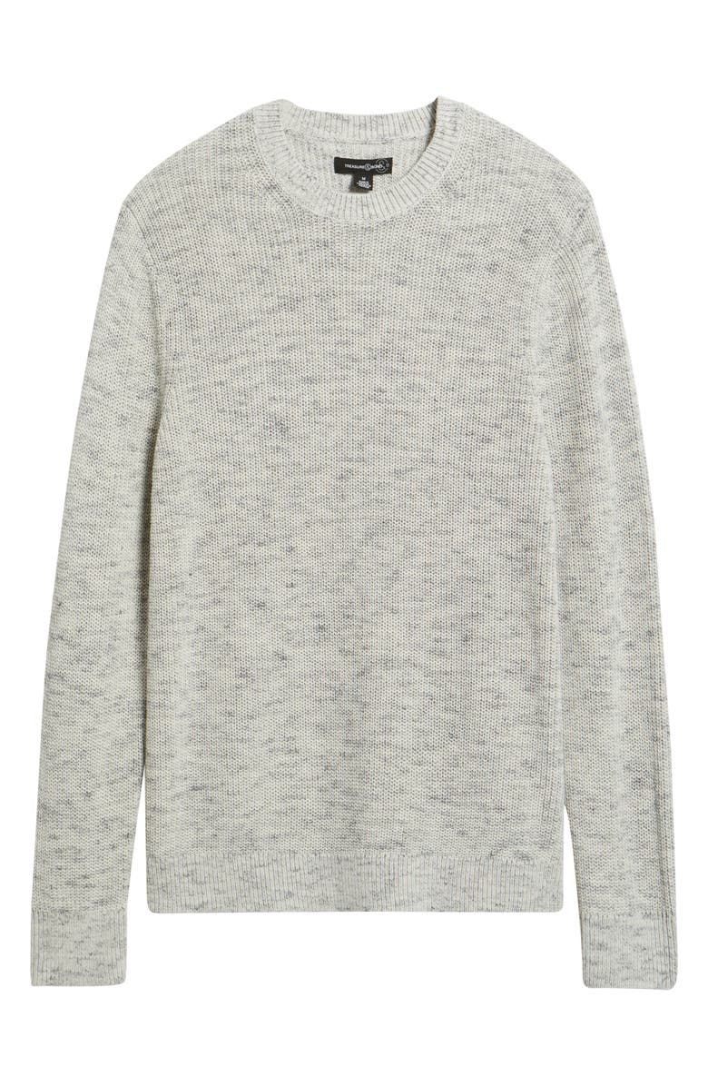 Treasure & Bond Space Dye Crewneck Cotton Blend Sweater, Alternate, color, White- Black Caviar Marl