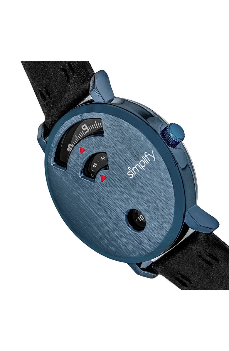 SIMPLIFY The 7000 Leather-Band Watch, Alternate, color, Blue/Black