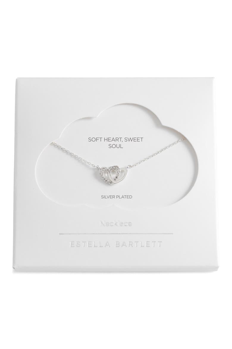 Cubic Zirconia Interlocking Heart Pendant Necklace, Alternate, color, SILVER