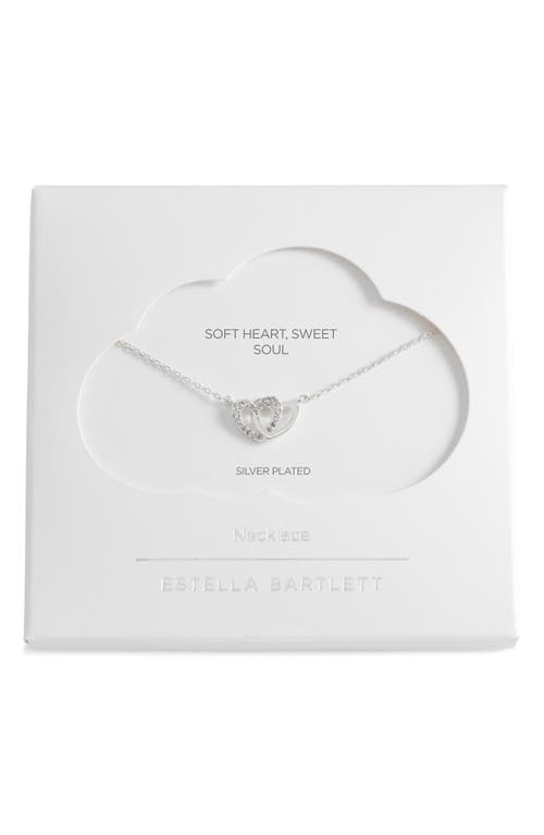 Estella Bartlett Cubic Zirconia Interlocking Heart Pendant Necklace In Metallic
