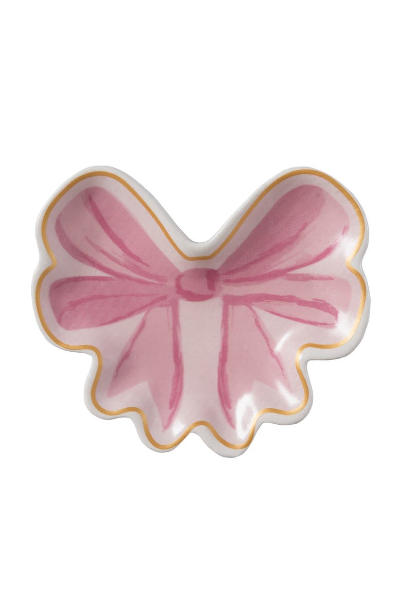 Totalee Gift Bow Trinket Dish Ceramic Pinki, Main, color, Pink