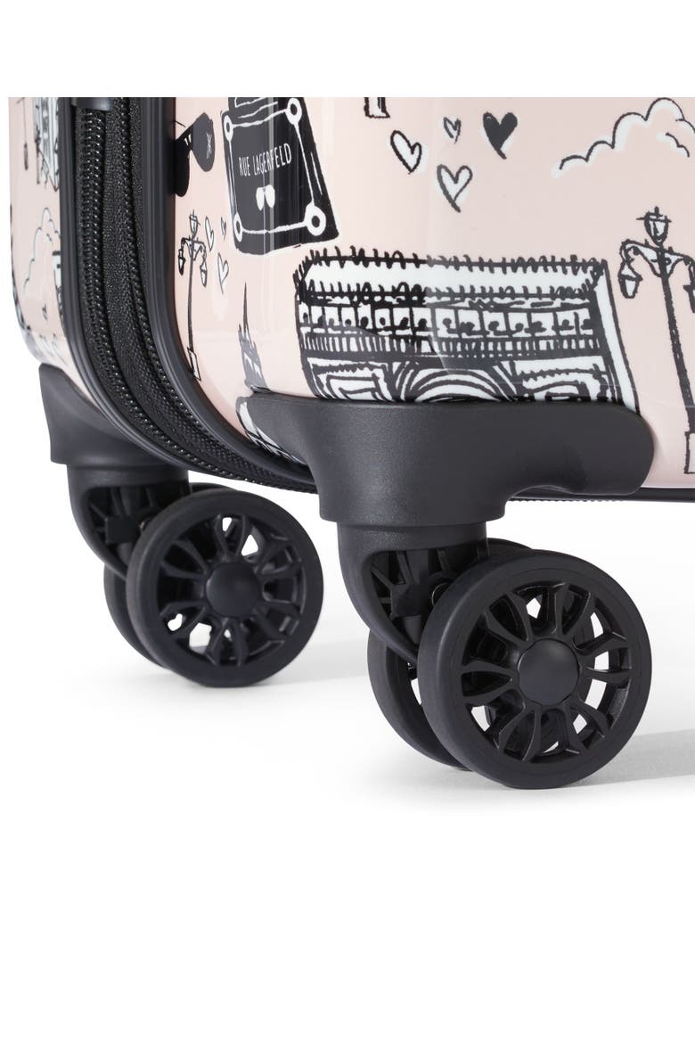 Karl in Paris Upright Suitcase, Alternate, color, Pink/Black