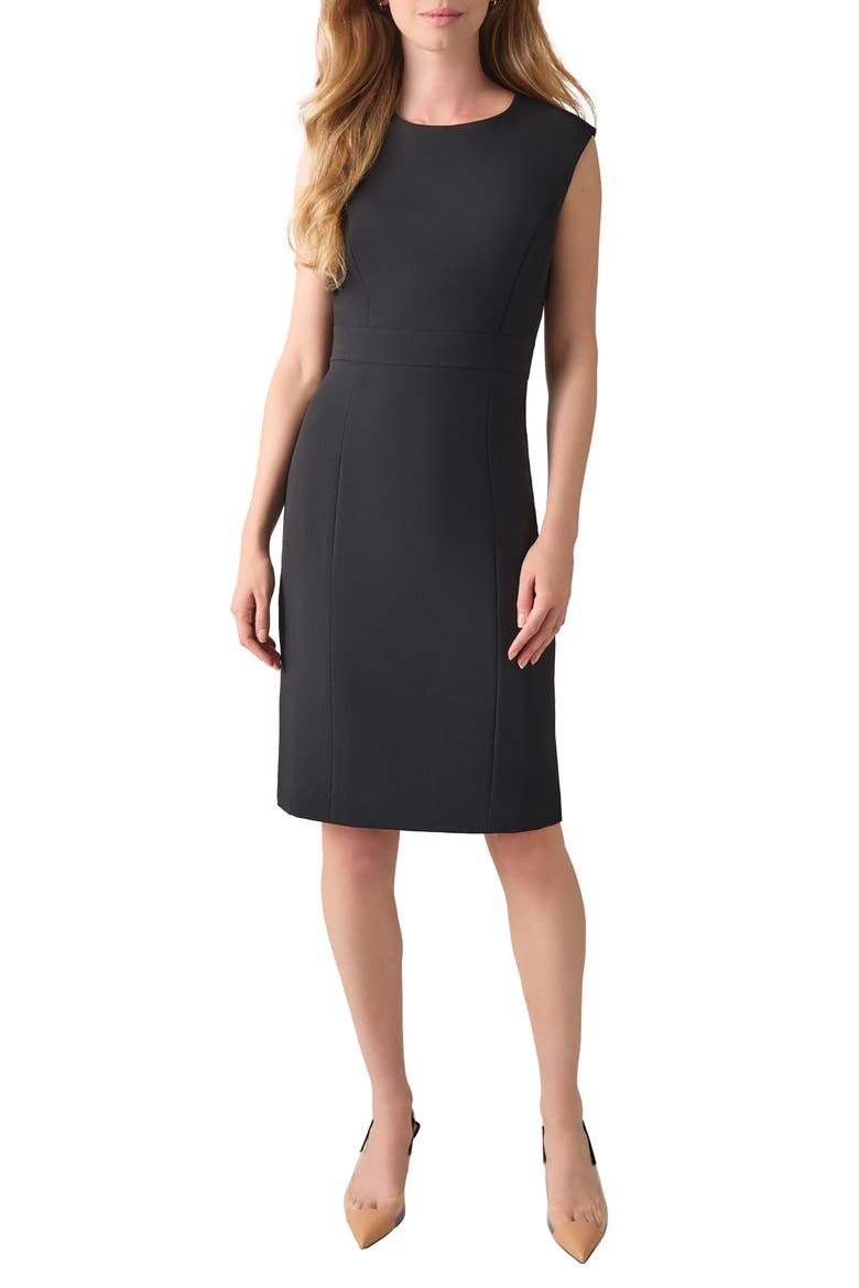 Waistband Seam Detailing Sheath Dress, Main, color, BLACK