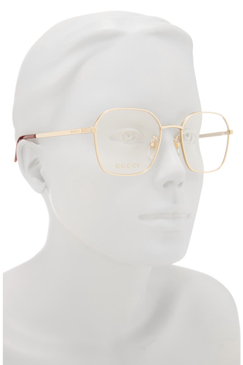 52mm Hex Metal Optical Frames, Alternate, color, GOLD GOLD TRANSPARENT