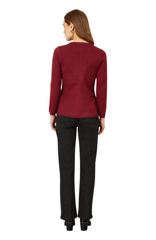 Yumi Chic Peplum Button Up Cardigan In Burgundy