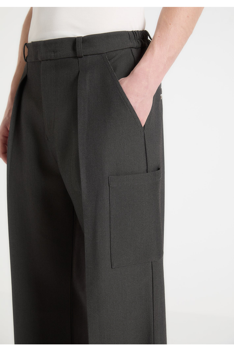 Luca Wide Leg Trousers With Pleat Pocket Detail, Alternate, color, Grey