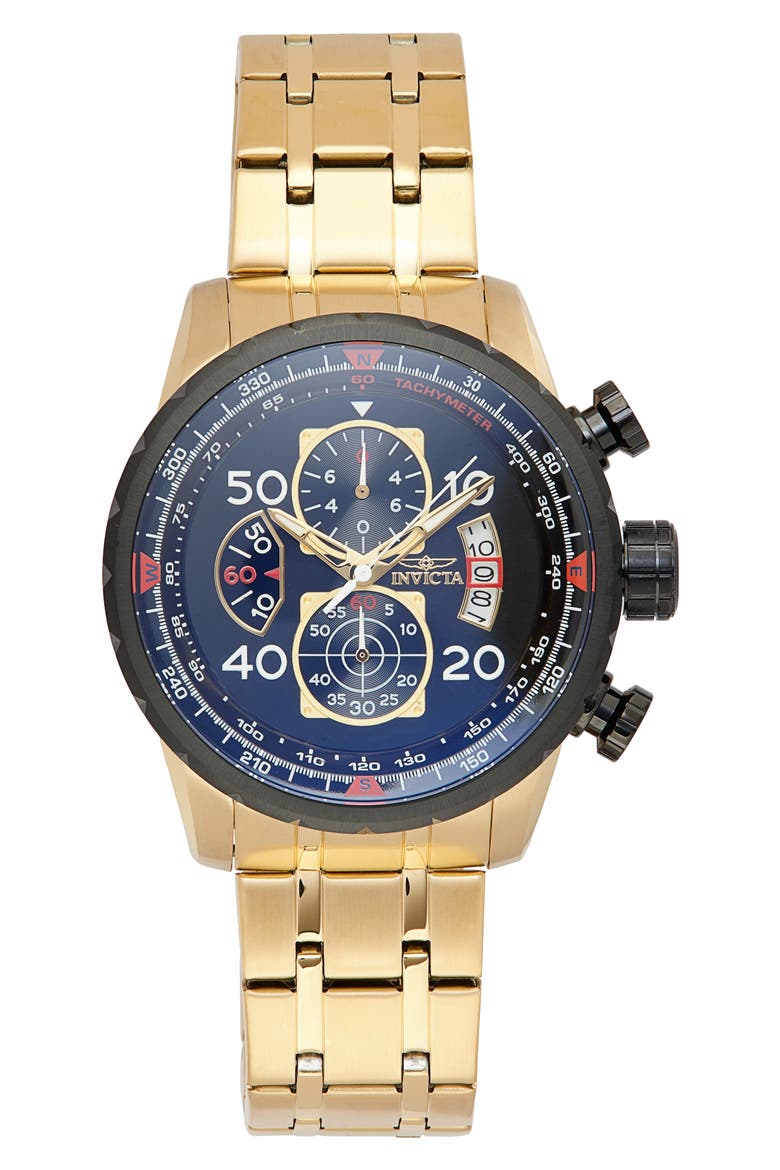 Aviator Bracelet Watch, 48mm, Main, color, BLACK