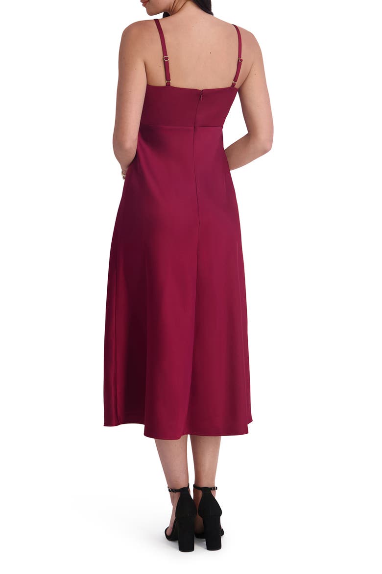 Matte Satin Midi Dress, Alternate, color, RED