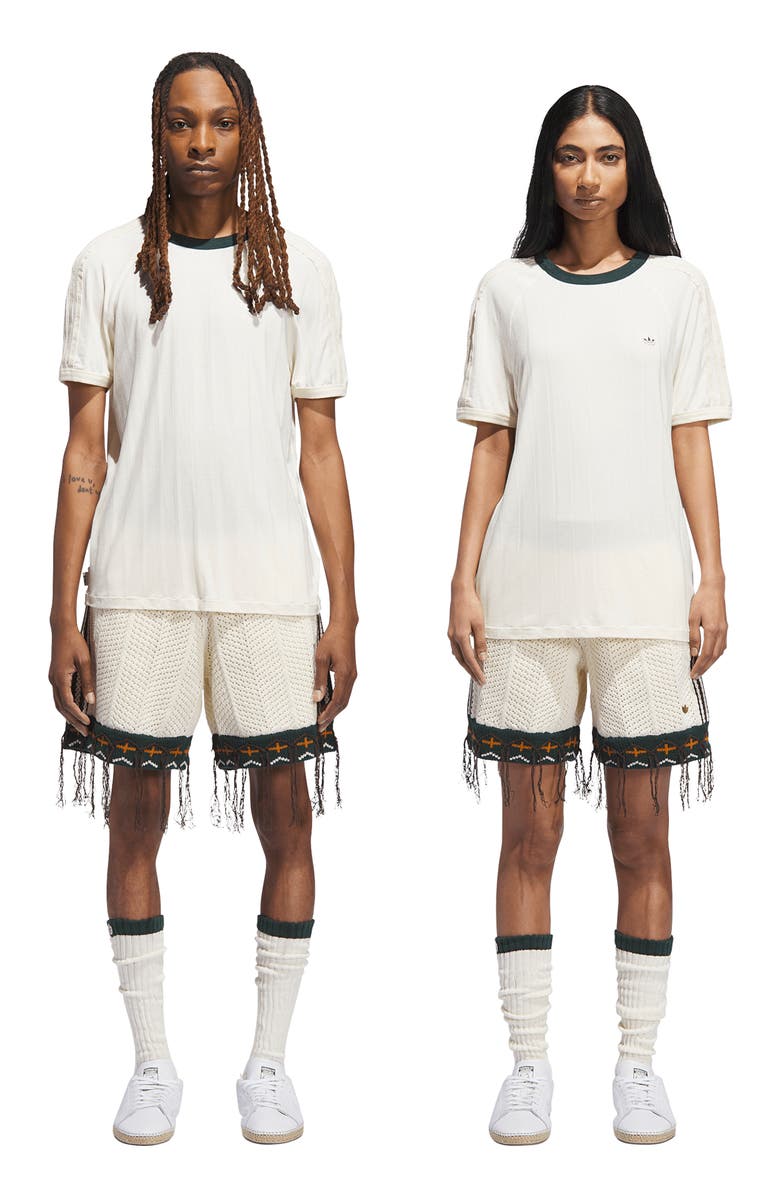ADIDAS ORIGINALS X CLOT BY EDISON CHEN Tasseled Cotton Blend Knit Shorts, Alternate, color, Cream White