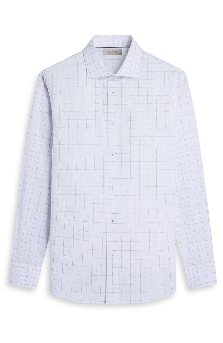 Bugatchi Axel Shaped Fit Check Button-Up Shirt, Alternate, color, White