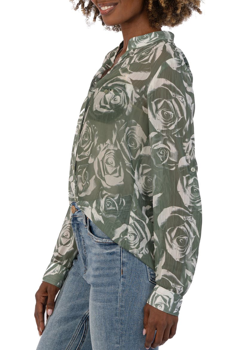 Jasmine Chiffon Button-Up Shirt, Alternate, color, ROCROI ROSE-YARROW