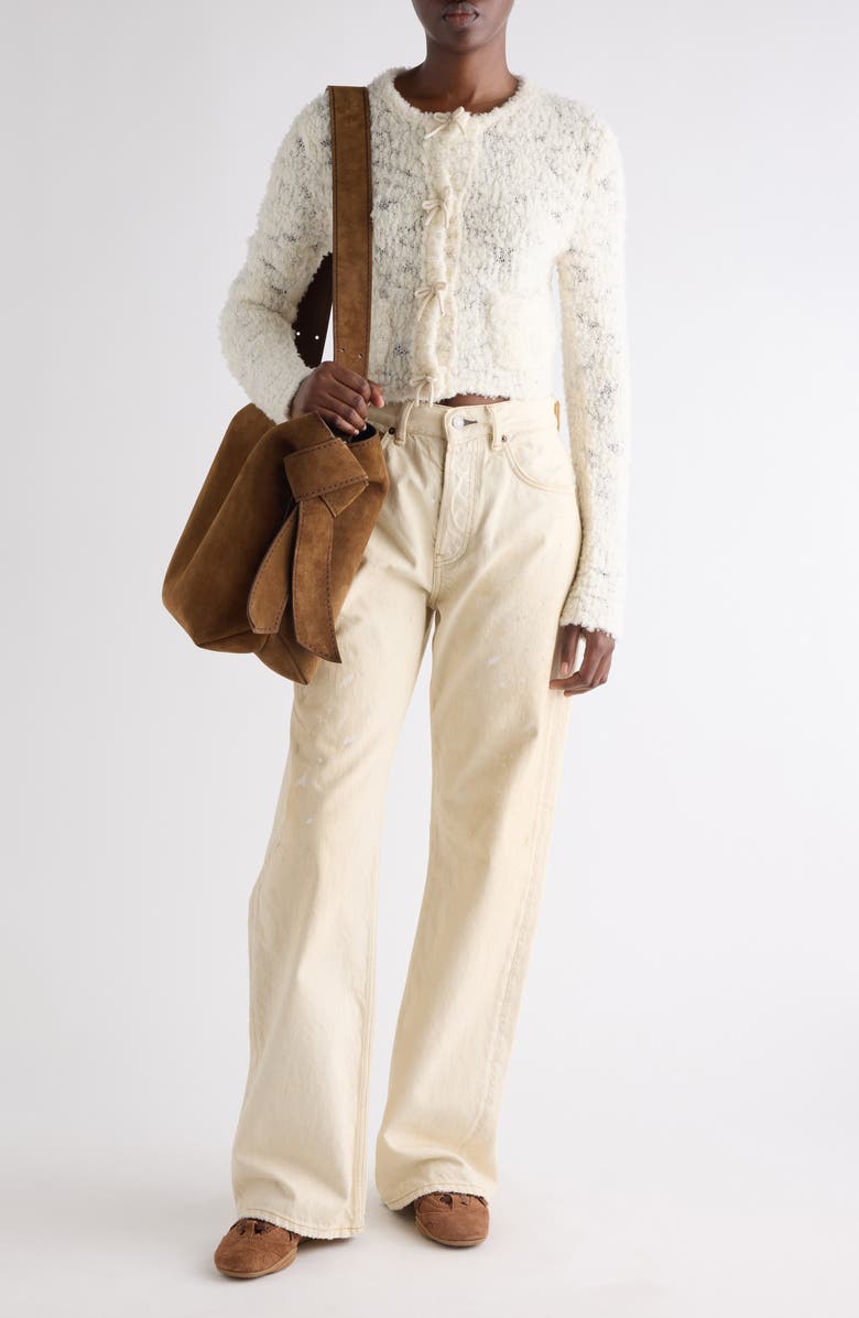 Acne Studios Kitsari Textured Wool Blend Cardigan, Alternate, color, White