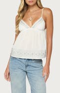 EDIKTED Shilah Embroidered Cotton Babydoll Tank Top