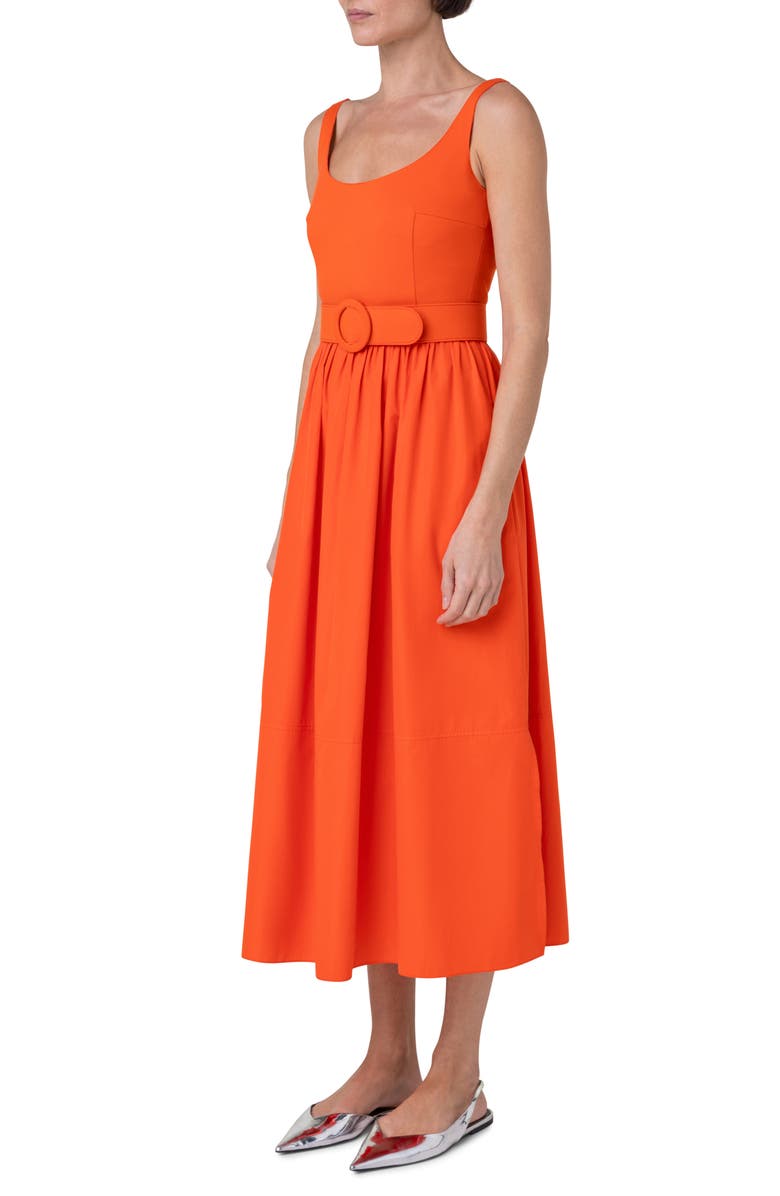 Akris punto Belted Scoop Neck Midi Dress, Alternate, color,