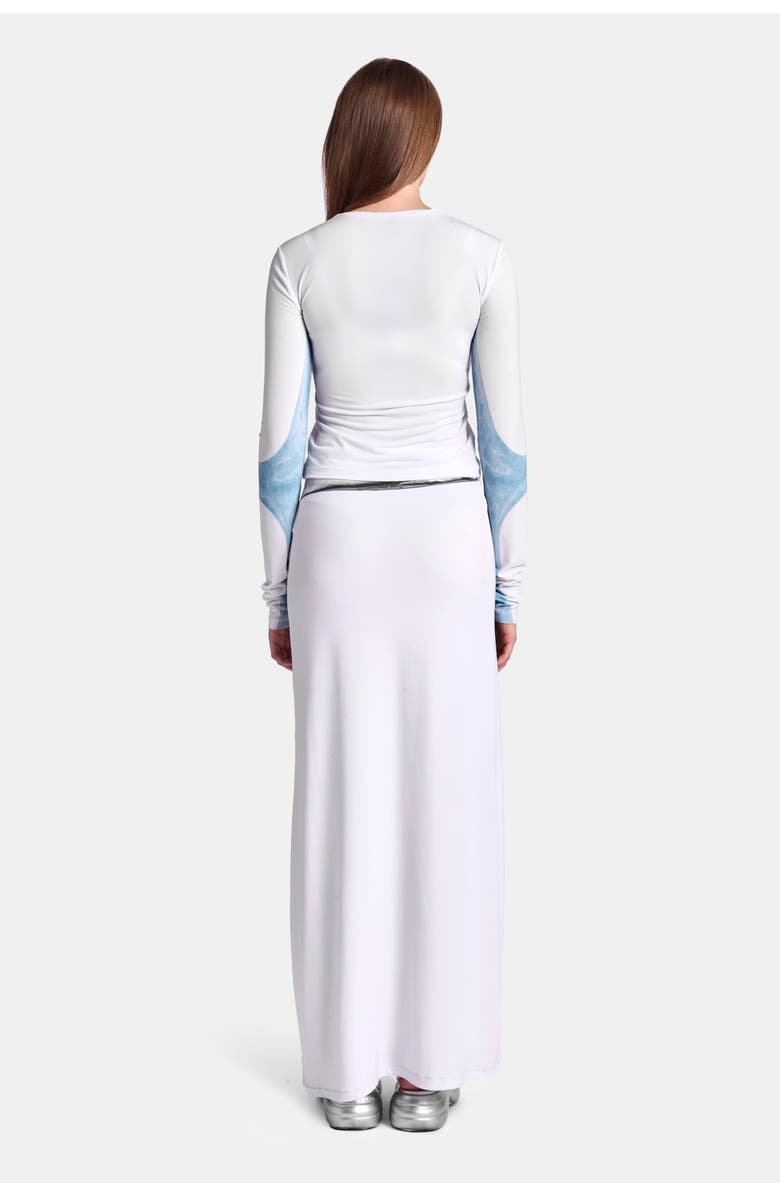 KATE BARTON Moto Jacket Illusion Print Long Sleeve Top, Alternate, color, White