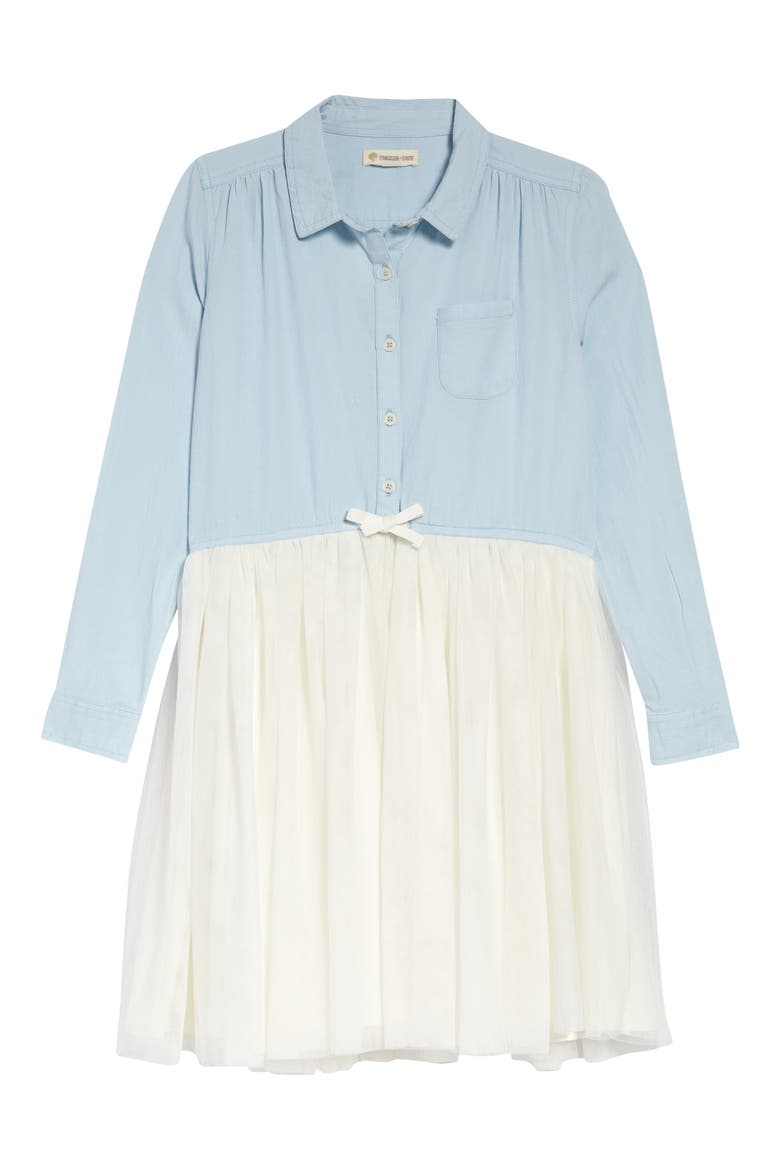 Button Down Tutu Dress, Main, color, BLUE SKY WASH