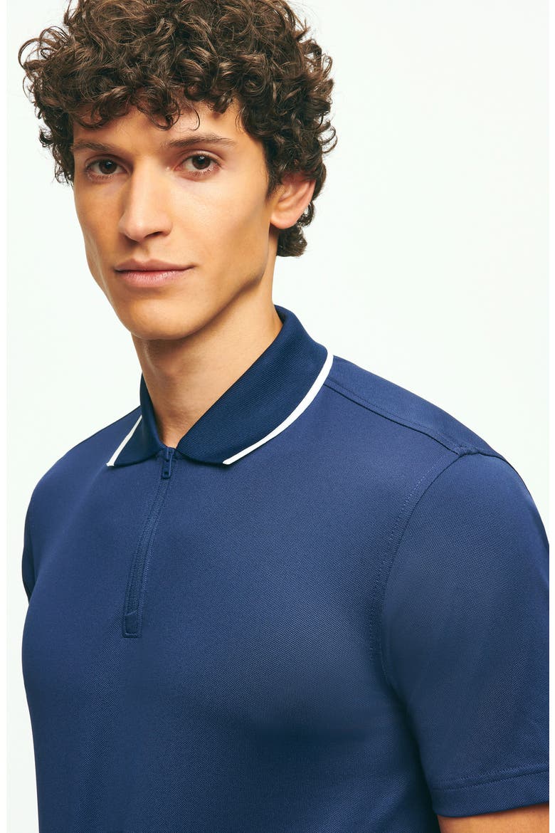 Solid Tipped Quarter Zip Performance Golf Polo, Alternate, color, MEDIEVAL BLIUE