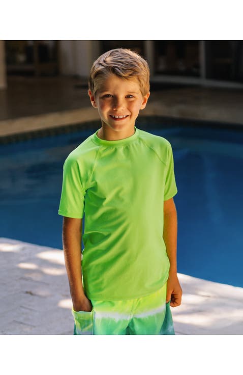 Boys Husky Sunshade UPF 50 Chlorine Resistant Short Sleeve Crew Neck Rash Guard