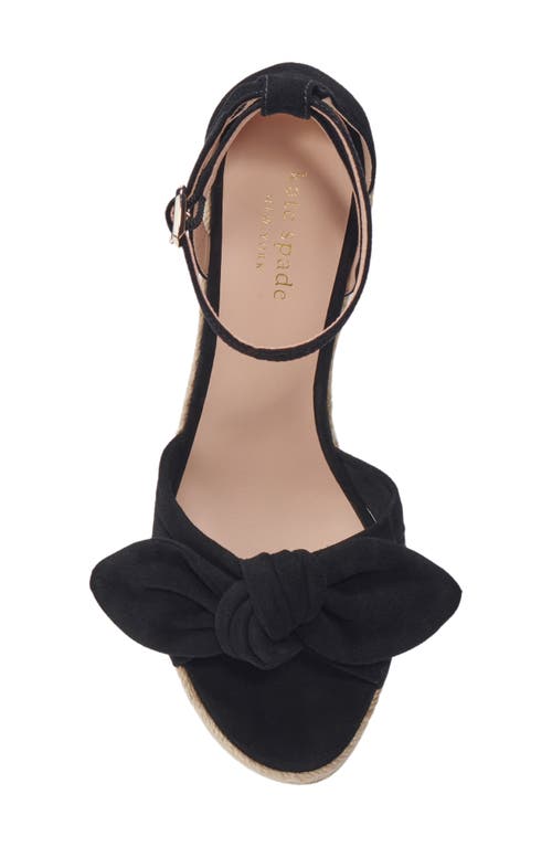 Kate Spade Tianna Suede Bow Wedge Espadrille Sandals In Black