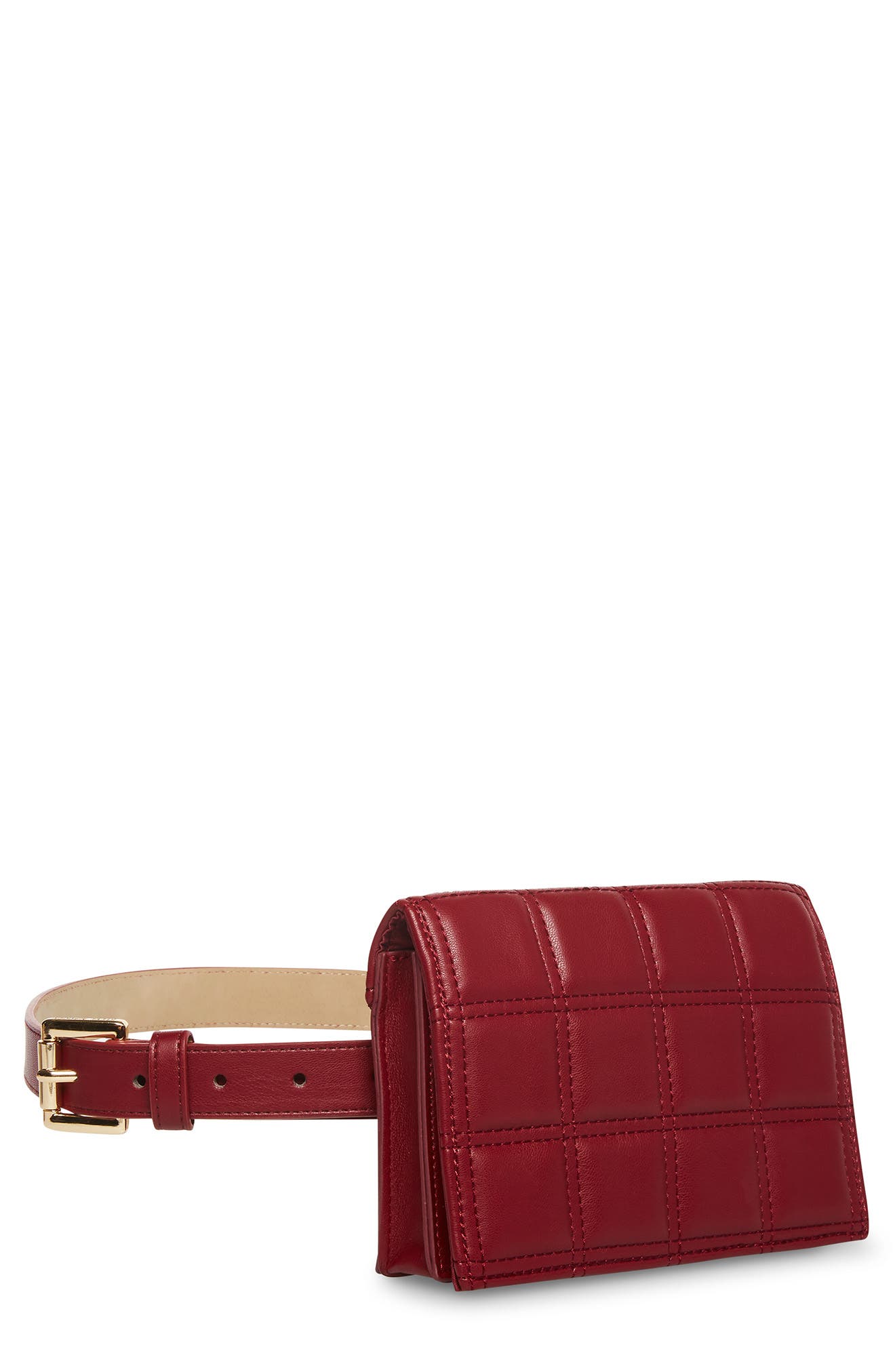 Quilted Belt Bag, Alternate, color, BURGUNDY