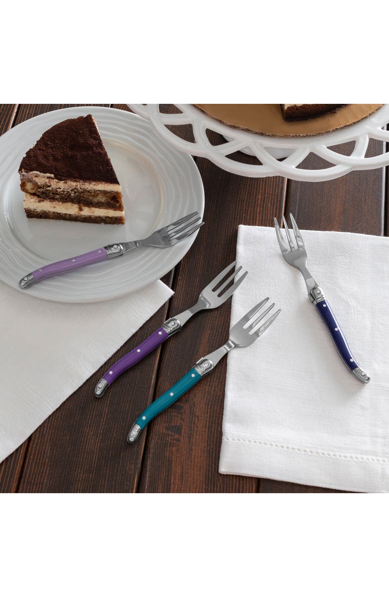 FRENCH HOME Laguiole 4-Piece Cake Fork Set, Alternate, color, Plum Rose