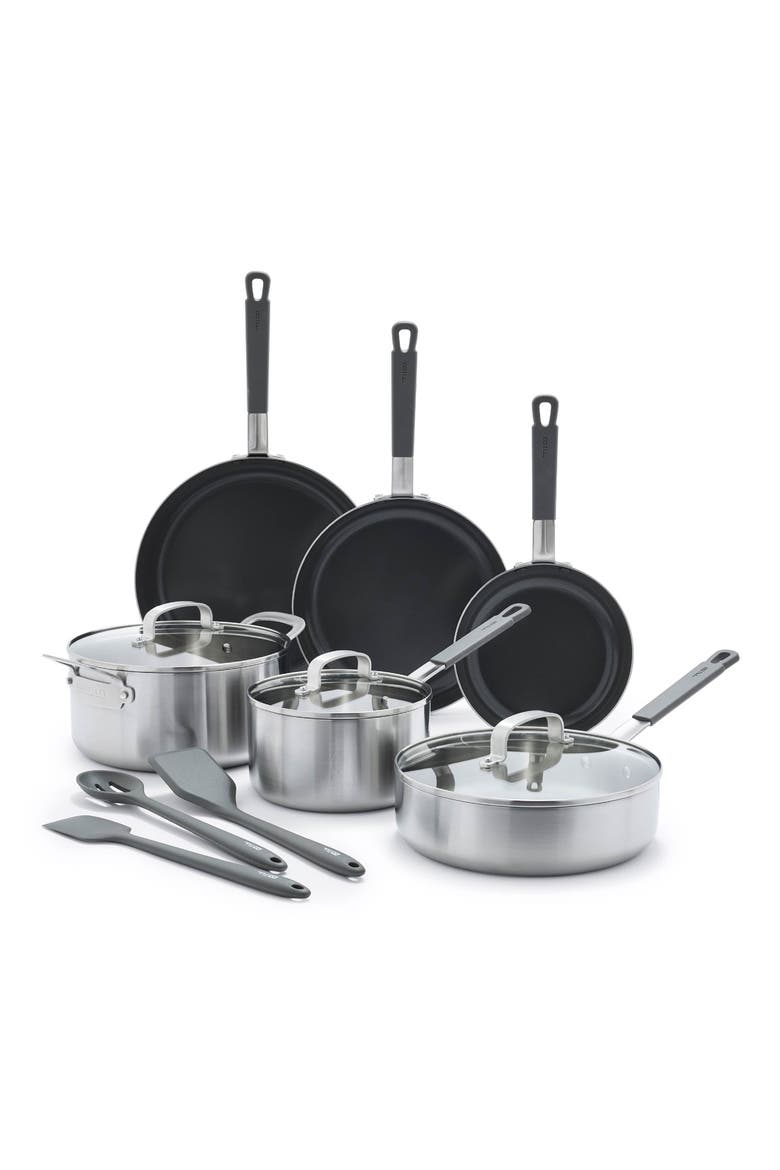 x Bobby Flay Professional Ceramic Nonstick 13-Piece Cookware Set, Main, color, STAINLESS STEEL