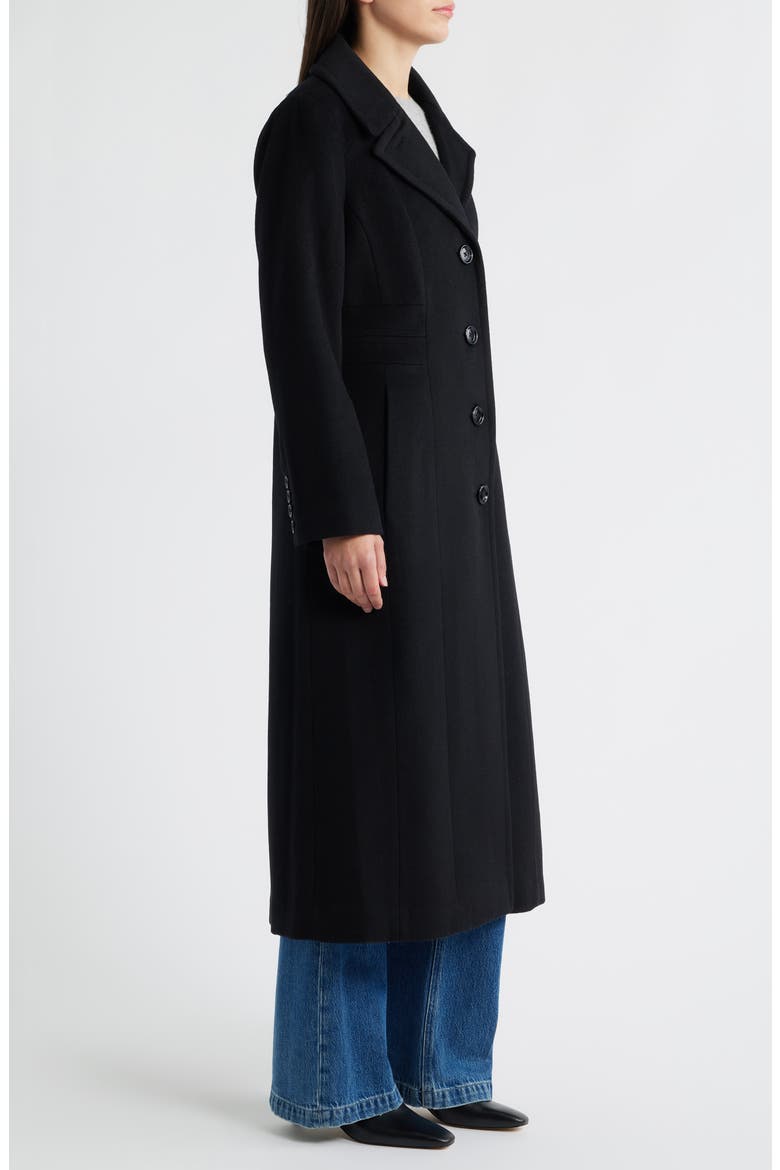 Single Breasted Longline Coat, Alternate, color, BLACK