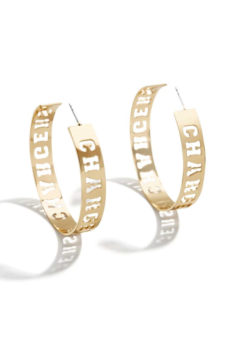 x Baublebar Gold Los Angeles Chargers Large Cutout Hoop Earrings, Main, color, Gold