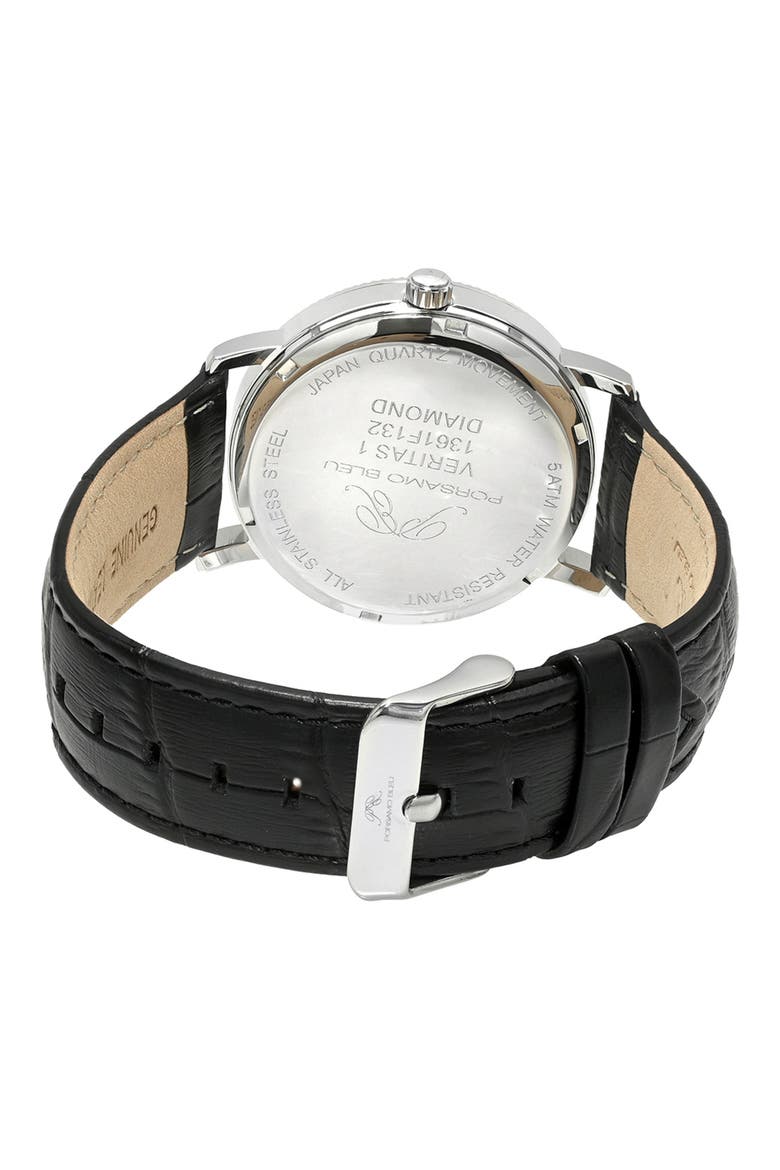 Veritas 1 Croc Embossed Leather Strap Watch, 40mm, Alternate, color, SILVER